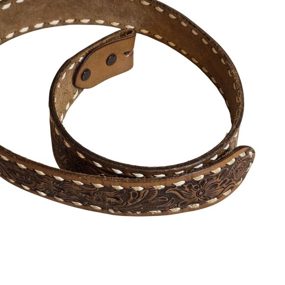 National Finals Rodeo Belt Brown Leather Justin Brand Size 32 NFR Vintage Wester - Picture 15 of 16